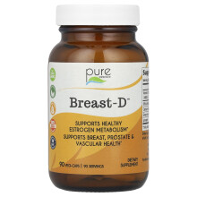 Pure Essence, D-Breast, Támogatja a Mellek, Prostat és Vascular Egészséget, 90 Vegetáriánus Kapszula