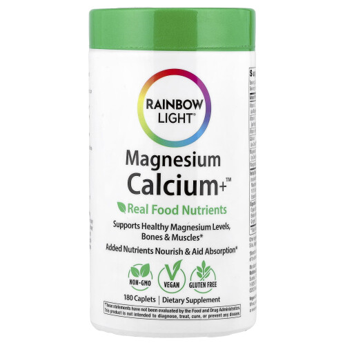 Rainbow Light, Magnesio Calcio+, 180 Caplette