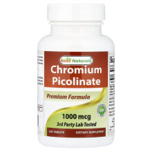 Best Naturals, Chromová pikolinát, 1 000 mcg, 120 tablet