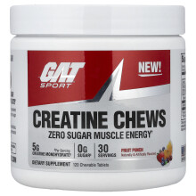 GAT, Sport, Chewing cu Creatină, Fruit Punch, 120 Tablete Cheluite
