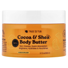 Tree To Tub, Krem Masła Shea, Niefetyna, Odżywcza dla Suchej, Wrażliwej Skóry, Cytryna, 6,7 fl oz (200 ml)