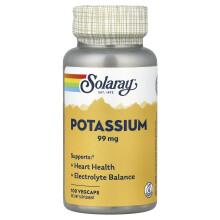 Solaray, Kalium, 99 mg, 100 VegCaps