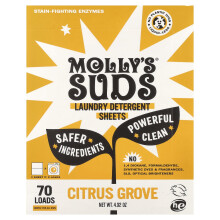 Molly's Suds, Fogli di Detersivo per la Lavatrice, Albero di Agrumi, 35 Fogli