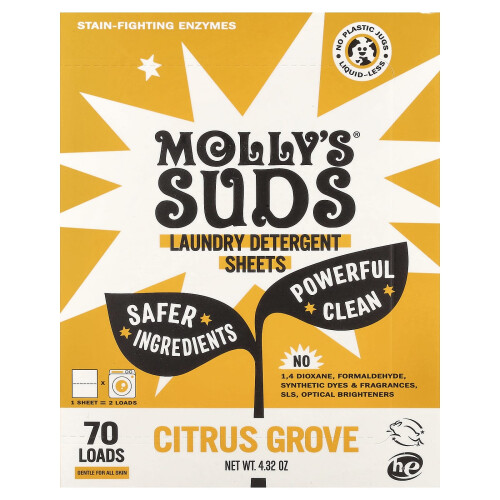 Molly's Suds, Wasmiddel Sheets, Citrus Grove, 35 Sheets