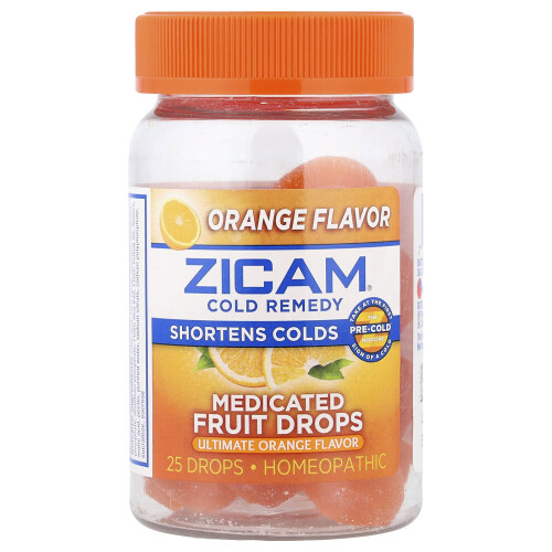 Zicam, Cold Remedy, Medicated Fruit Drops, Ultimate Orange, 25 Drops
