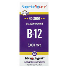 Superior Source, B-12 (Cyanocobalamin), 5.000 mcg, 100 MicroLingual Instant Dissolve Tabletter