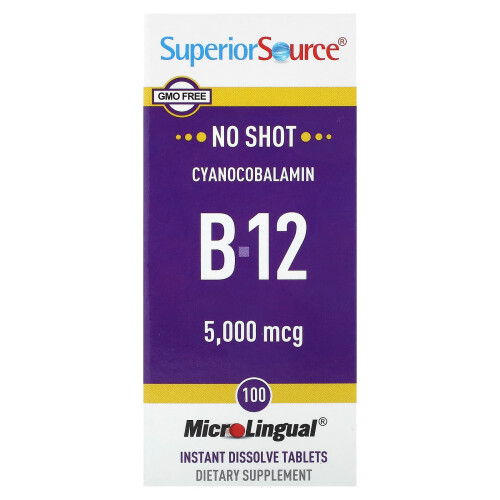 Superior Source, B-12 (Cobalamina), 5,000 mcg, 100 MicroLingual Instant Dissolve Tablets
