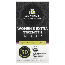 Probióticos Femininos Extra Fortes de Mulheres Ancient Nutrition, 50 Bilhões CFU, 60 Cápsulas (25 Bilhões CFU por Cápsula)