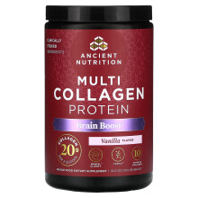 Ancient Nutrition, Multi Collagen Protein, Brain Boost, Vanilje, 1 lb (454,5 g)
