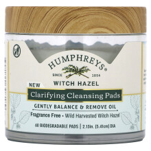 Humphreys, Tè di Quercia, Pannelli di Pulizia Clarificante, Senza Profumo, 60 Pannelli Biodegradabili