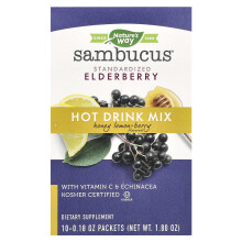 Nature's Way, Sambucus, Heet Drink Mix, Geïnfecteerd Elderbessen, Honing Limoen-Berries, 10 Pakketten, 0,18 oz Elk