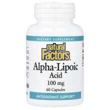 Natural Factors, Alfa-Lipoinsyre, 100 mg, 60 Kapsler