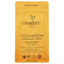 Lifeboost, Kogníció, Gomba + Kávé, Por, Közepes Rost, 12 oz (340 g)