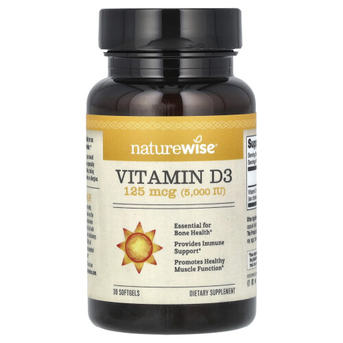 NatureWise, Vitamiini D3, 125 mcg (5,000 IU), 30 Softgeli