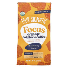 Four Sigmatic, Foco, Café Frío Orgánico con Cabello de León, Hongos y Yacon, Molienda Coarse, Tostado Oscuro, 10 oz (283 g)