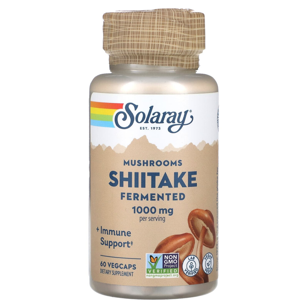 Solaray , Fermented Shiitake Mushrooms, 1,000 Mg, 60 Vegcaps (500 Mg Per Capsule)