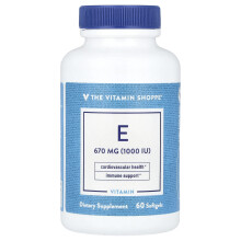 The Vitamin Shoppe, Vitamin E, 670 mg (1,000 IU), 60 Softgel