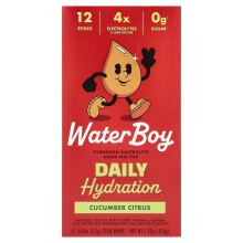 Waterboy, Hidratação Diária, Mistura de Bebida de Eletrólitos, Cucumber Citrus, 12 Embalagens de Pó, 0.11 oz (3.2 g) Cada
