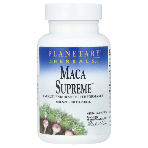 Planetary Herbals, Maca Supremo, 600 mg, 50 Cápsulas