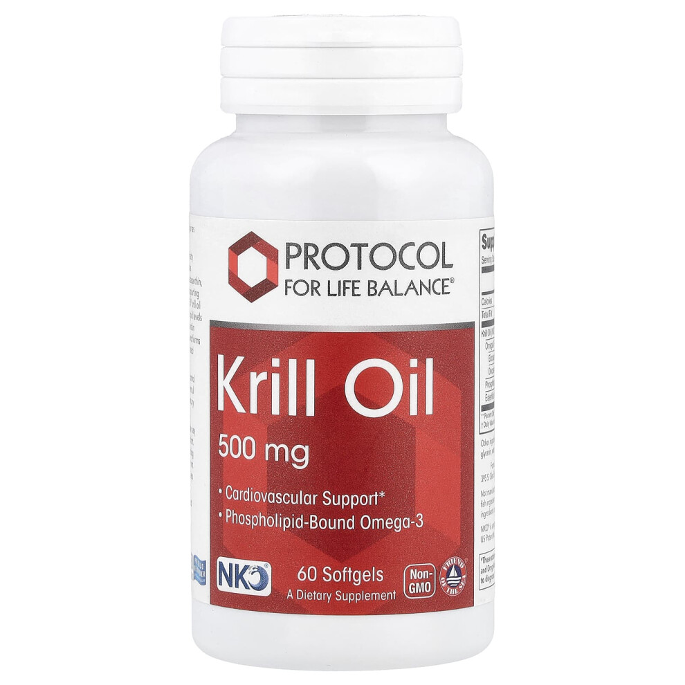 Protocol For Life Balance , Neptune Krill Oil, 500 Mg, 60 Softgels (250 Mg Per Softgel)