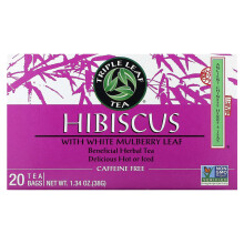 Triple Leaf Tea, Hibiskus mit Weißmulbeerblättern, koffeinfrei, 20 Teebeutel, 1,34 oz (38 g)