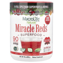 Miracle Reds de Macrolife Naturals, superalimento, goji, granada, acai, mangostán, 30 oz (850 g)