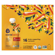 Cerebelly, Pureza Orgânica para Bebês, Carrot Chickpea com Gengibre, 6 Embalagens, 4 oz (113 g) Cada