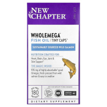 New Chapter, Wholemega fiskolja, Liten kapsel, 180 mjuka kapslar
