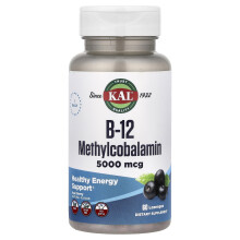 KAL, B-12 Methylcobalamin, Acai bessen, 5.000 mcg, 60 lozenges