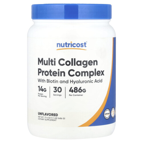 Nutricost, Complexul de Protein de Colagen Multi, Unflavored, 1.1 lb (486 g)