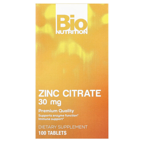 Bio Nutrition, Zinkcitrat, 30 mg, 100 Tabletten