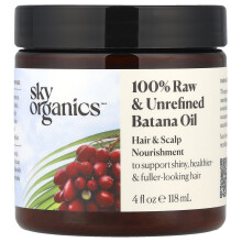 Sky Organics, 100% rauw & ongefilterd Batana Oil, Haar & Scalp Nourishment, 4 fl oz (118 ml)