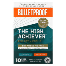 BulletProof, A Magas Teljesítményű Kávécsomagok, Közepes Sötét Rost, 10 Csomagok, 0,47 oz (13 g) Mindegyik