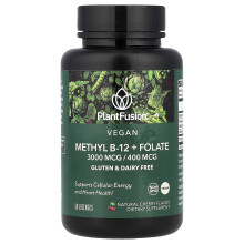 PlantFusion, plantaardig Methyl B-12 + Folate, Natuurlijk Kers, 60 lozenges