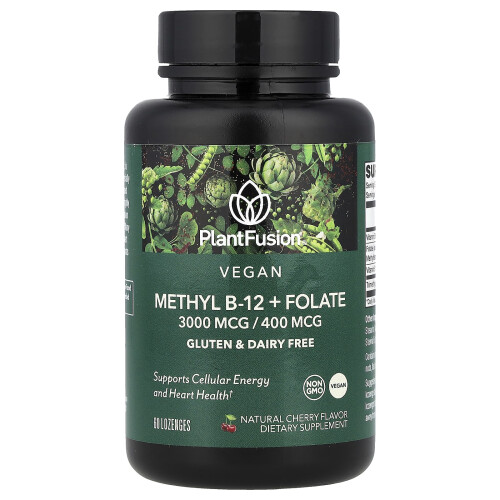 PlantFusion, Βεγέτα Μυθύλιο B-12 + Folate, Φυσική Cherry, 60 Lozenges