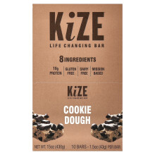 KiZE Life Changing Bar, Cookie Dough, 10 Barras, 1.5 oz (43 g) Cada