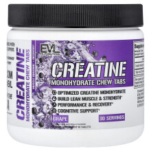 EVLution Nutrition, Creatine Monohydrate Kauwtabs, Graanappel, 90 Tablets