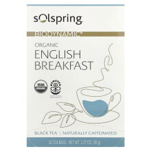 Dr. Mercola, Solspring, Biodynamisch, Biologische Black Tea, English Breakfast, 18 Thee zakjes, 1.27 oz (36 g)