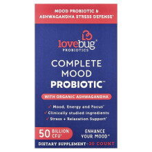 LoveBug Probiotics, Πλήρης Κλίμακας Προβιοτικά με Οργανική Άσβαγκαντα, 50 Billion CFU, 30 Count