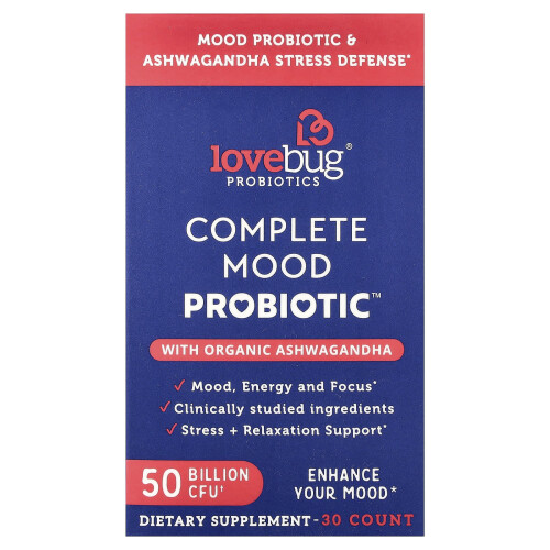 LoveBug Probiotics, Πλήρης Κλίμακας Προβιοτικά με Οργανική Άσβαγκαντα, 50 Billion CFU, 30 Count