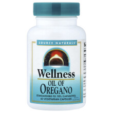 Source Naturals, Velvære, Olie af Oregano, 60 Vegetariske Kapsler (45 mg per Kapsel)