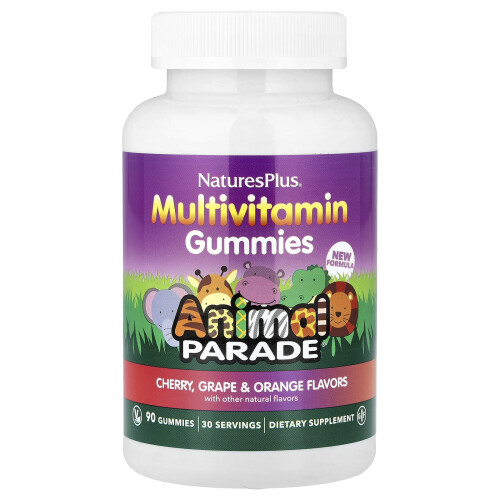 NaturesPlus, Animal Parade, Multivitamiini Gummies, Cherri, Grape & Orange, 90 Gummies