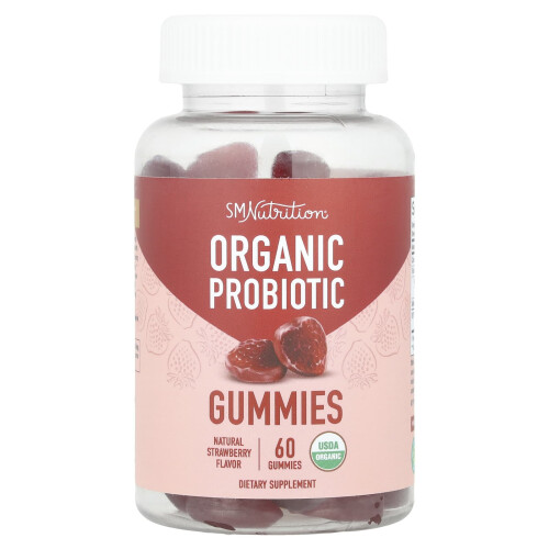 SMNutrition, Gomas Probióticas Orgânicas, Morango Natural, 60 Gomas