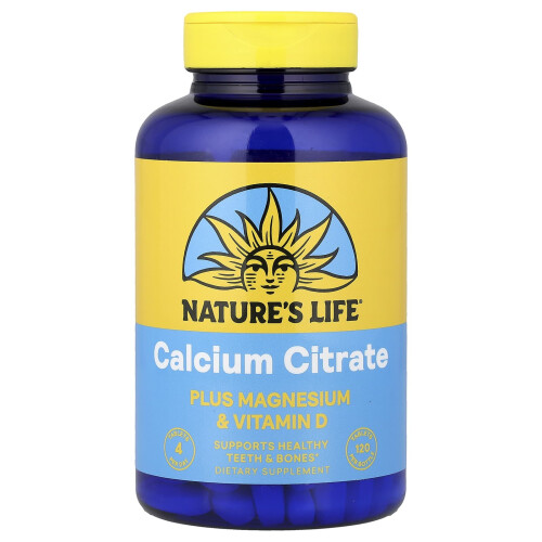 Nature's Life, Κάλσιου Σιτράτη, Plus Μαγνήσιο & Βιταμίνη D, 120 Tablets