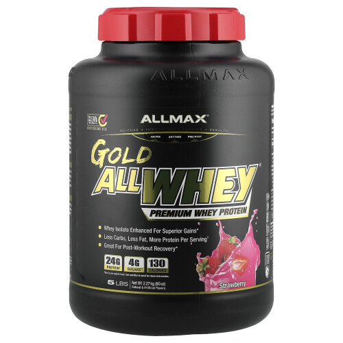 ALLMAX, Χρυσό AllWhey, Προηγμένο Γάλα Προτεΐνης, Στρωνγέρι, 5 lbs (2.27 kg)