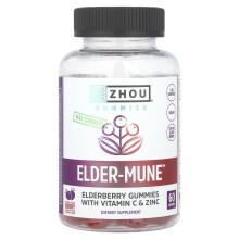 Zhou Nutrition, Max Strength Elder-Mune, Sambukseen Hedelmämarja, 60 Kasvissyöjä Kauhaisia