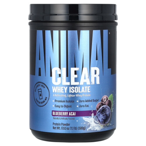 Animal, Clear Whey Isolate, Blåbär Acai, 1,1 lbs (500 g)