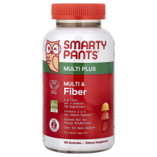 SmartyPants, Multi Plus, Multi & Fiber Gummies, Aardbei, Oranje & Limoen, 90 Gummies