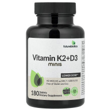 Futurebiotics, Vitamine K2 + D3 Minis, 180 Tablets
