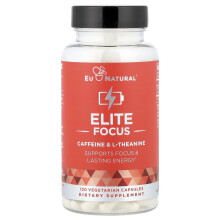 Eu Natural, ELITE FOCUS, Caffeine & L-Theanine, 120 Kapieliek